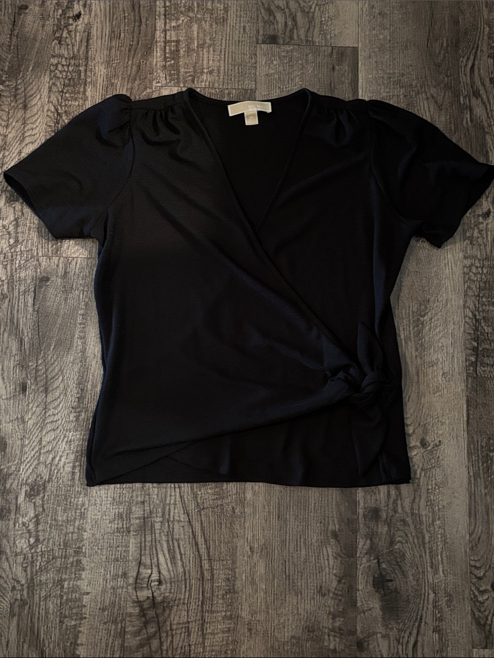 Michael Kors Knot-Front Wrap Blouse - Black - Size Medium